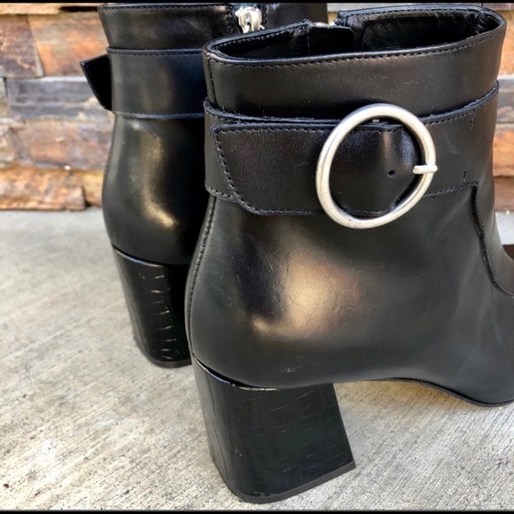 Freda Salvador Hendrix Leather Croc Ankle Boots - Picture 4 of 5